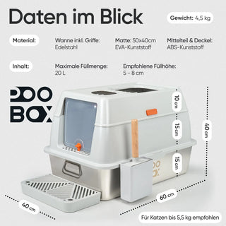 POOBOX® Katzenklo Edelstahl POOBOX