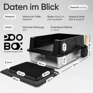 POOBOX® XXL Katzenklo Edelstahl POOBOX