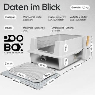 POOBOX® XXL Katzenklo Edelstahl POOBOX
